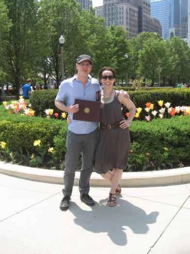 Peter and me just after his graduation ceremony at Millennial Park. 